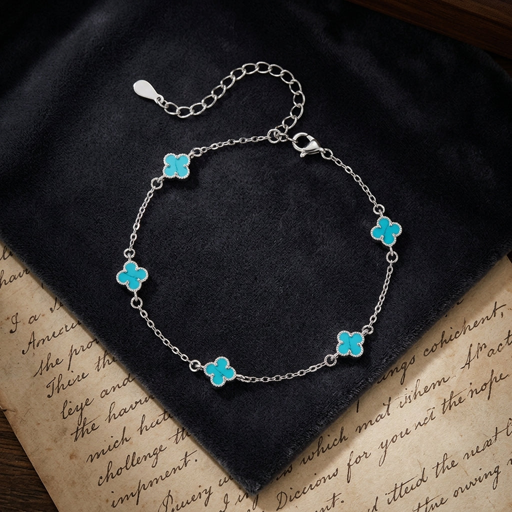 Sterling Silver Floral Charm Bracelet, 16.5cm