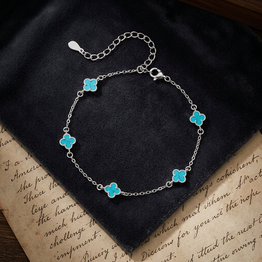 Sterling Silver Floral Charm Bracelet, 16.5 cm