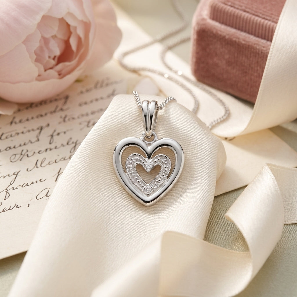 Colgante Corazón de Plata con Circonita Cúbica