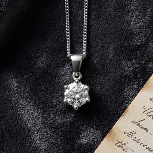 Cubic Zirconia Pendant, 6 mm — Sterling Silver