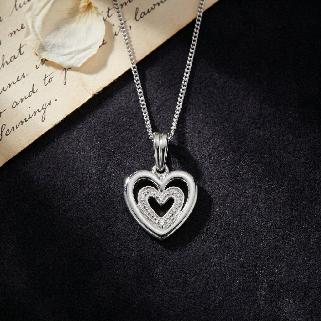 Colgante Corazón de Plata con Circonita Cúbica