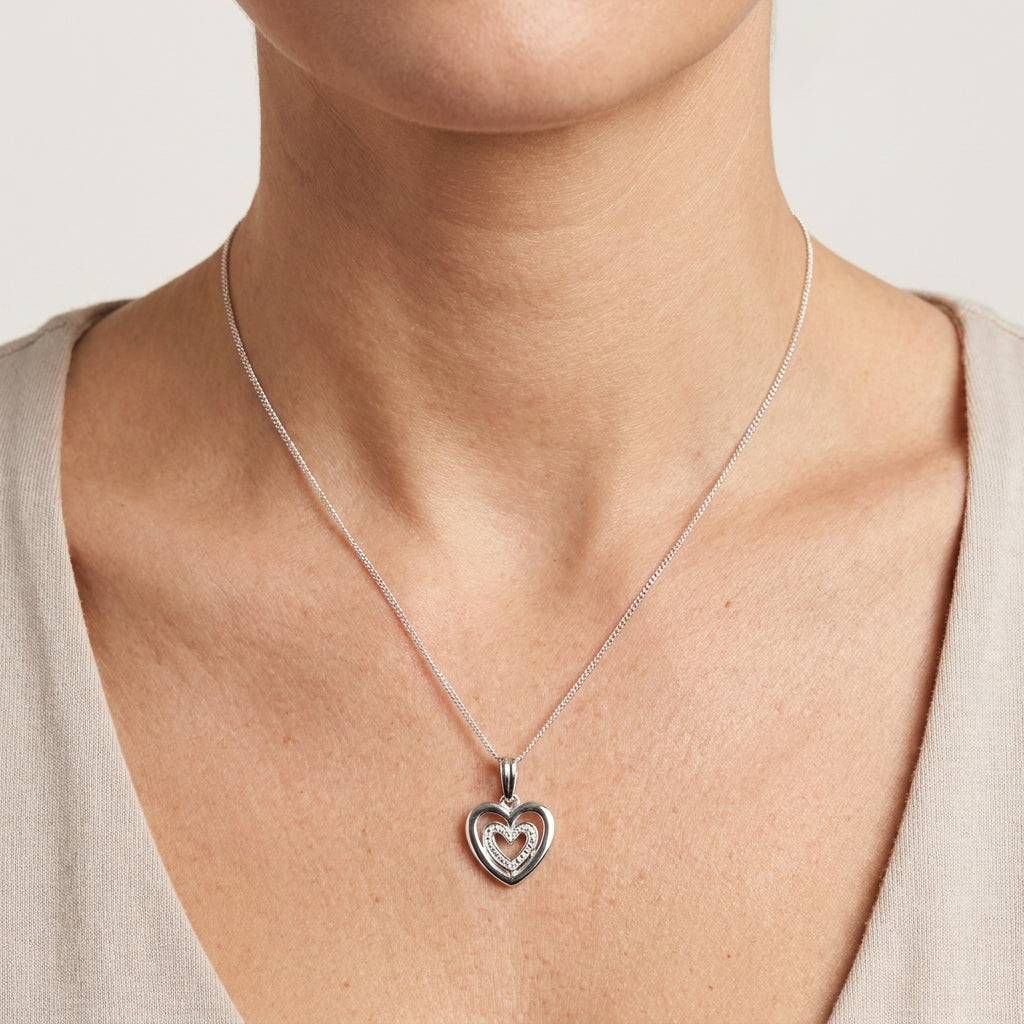 Colgante Corazón de Plata con Circonita Cúbica