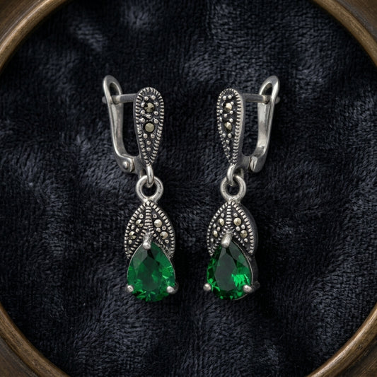 Sterling silver marcasite drop earring