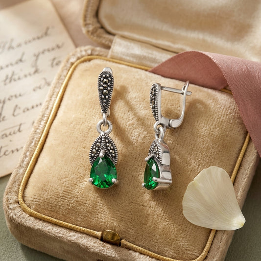 Sterling silver marcasite drop earring