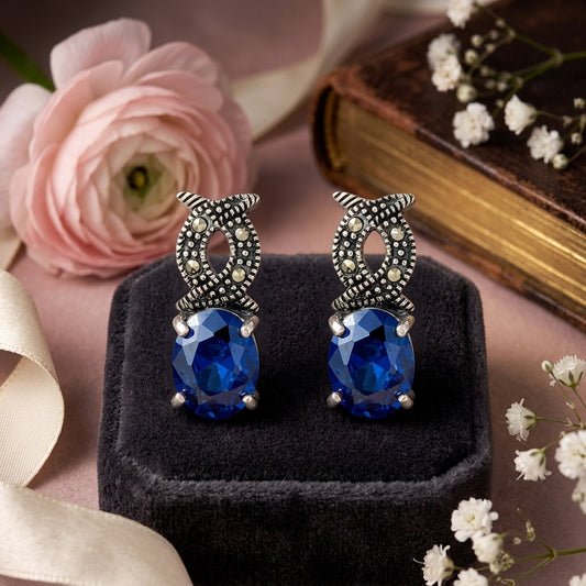 Sterling silver marcasite drop earring