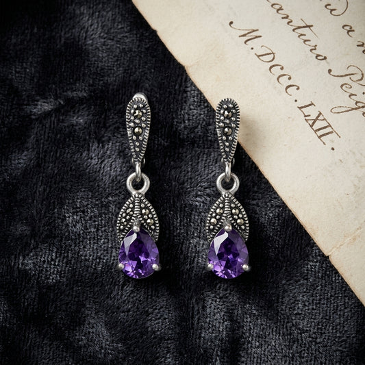 Sterling silver marcasite drop earring