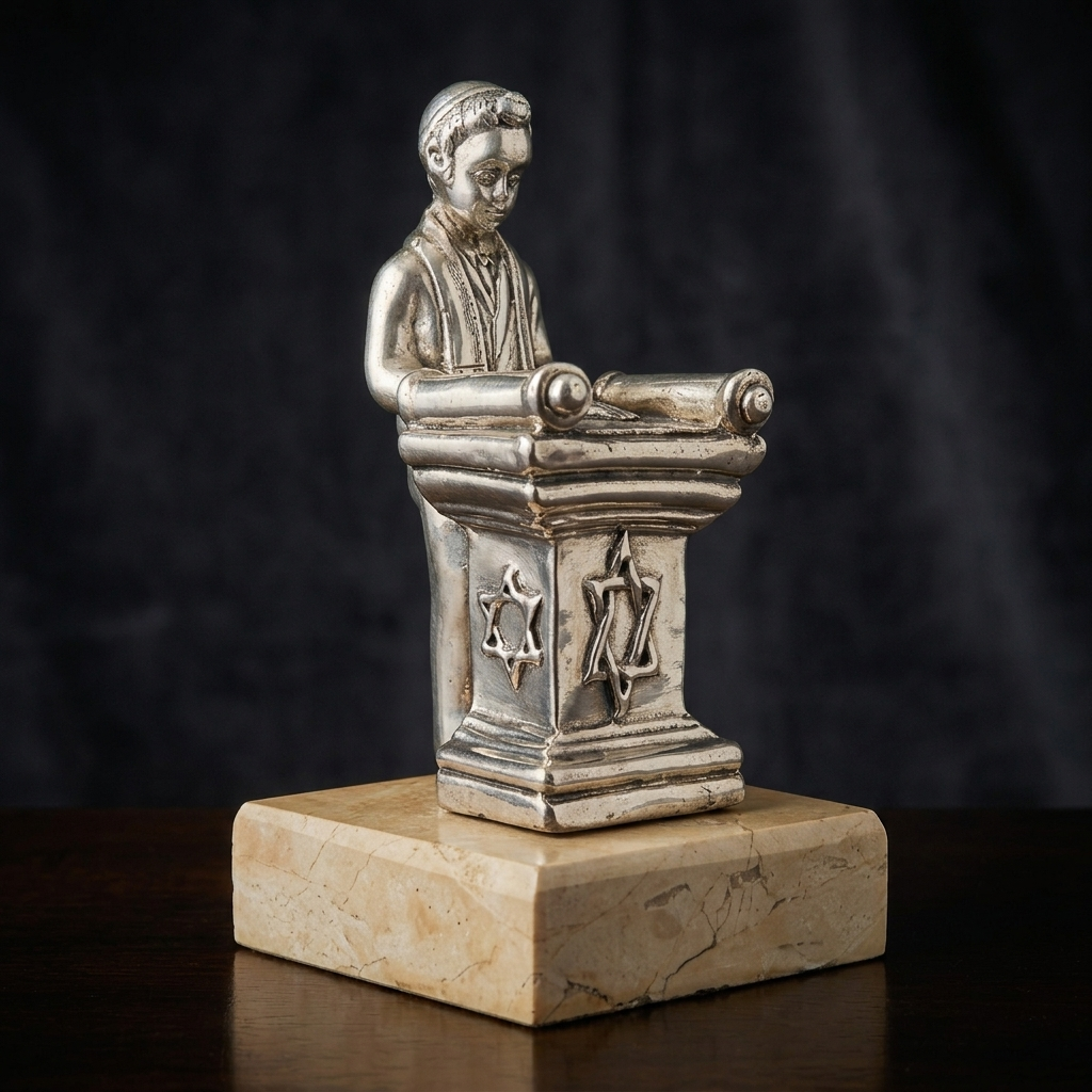 Jewish Sterling Silver Rabbi Figurine Stone Base Zadok Arts