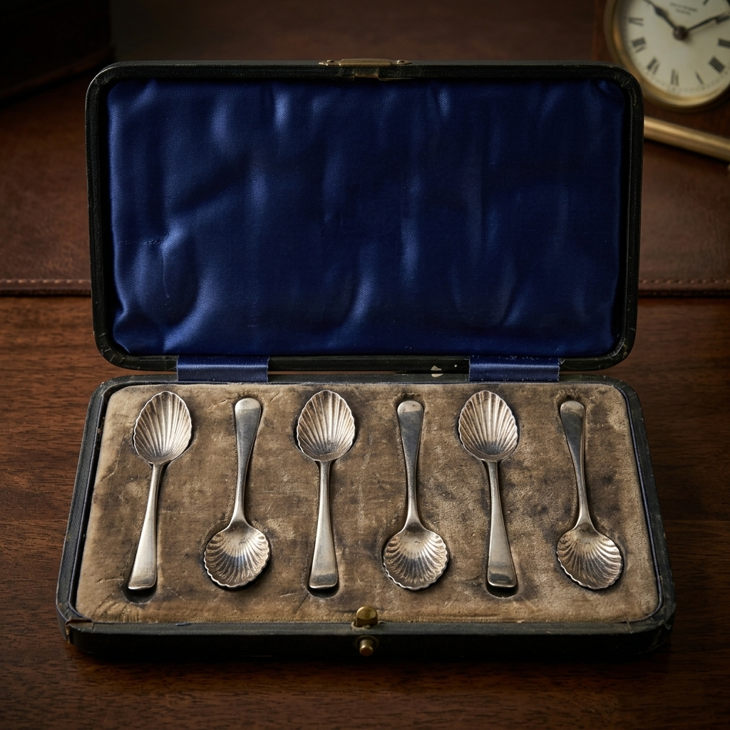 Victorian Sterling Silver Teaspoons Set With Shell Shaped Bowls 1890 Hallmarked