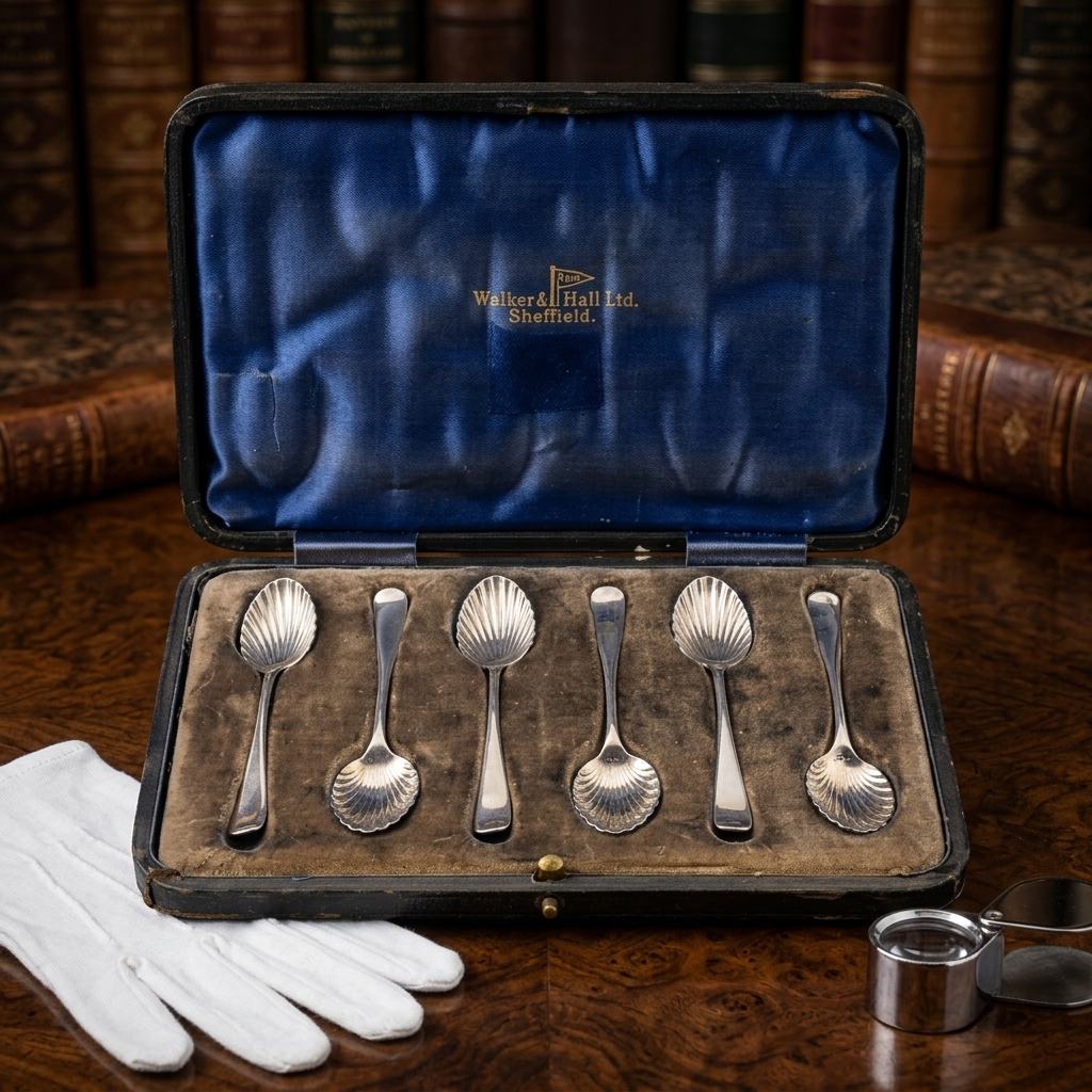 Victorian Sterling Silver Teaspoons Set With Shell Shaped Bowls 1890 Hallmarked