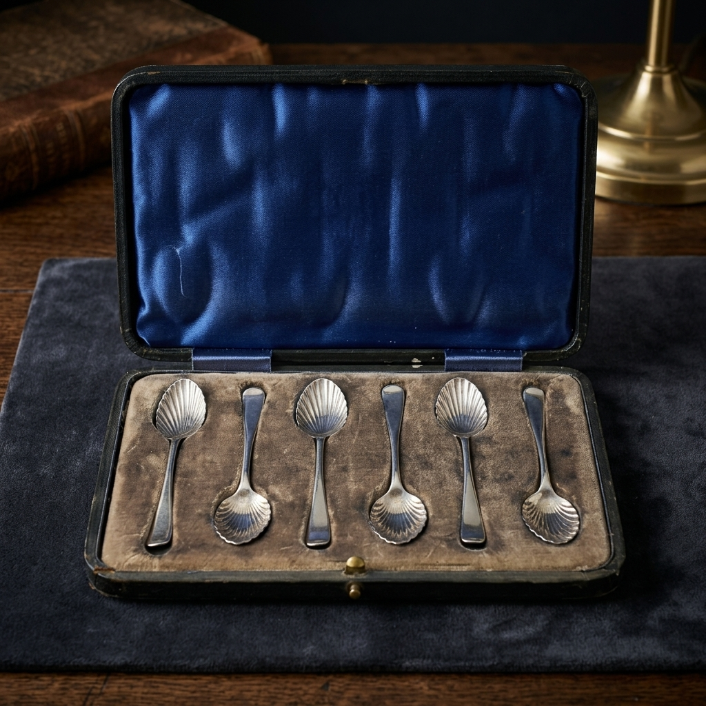 Victorian Sterling Silver Teaspoons Set With Shell Shaped Bowls 1890 Hallmarked