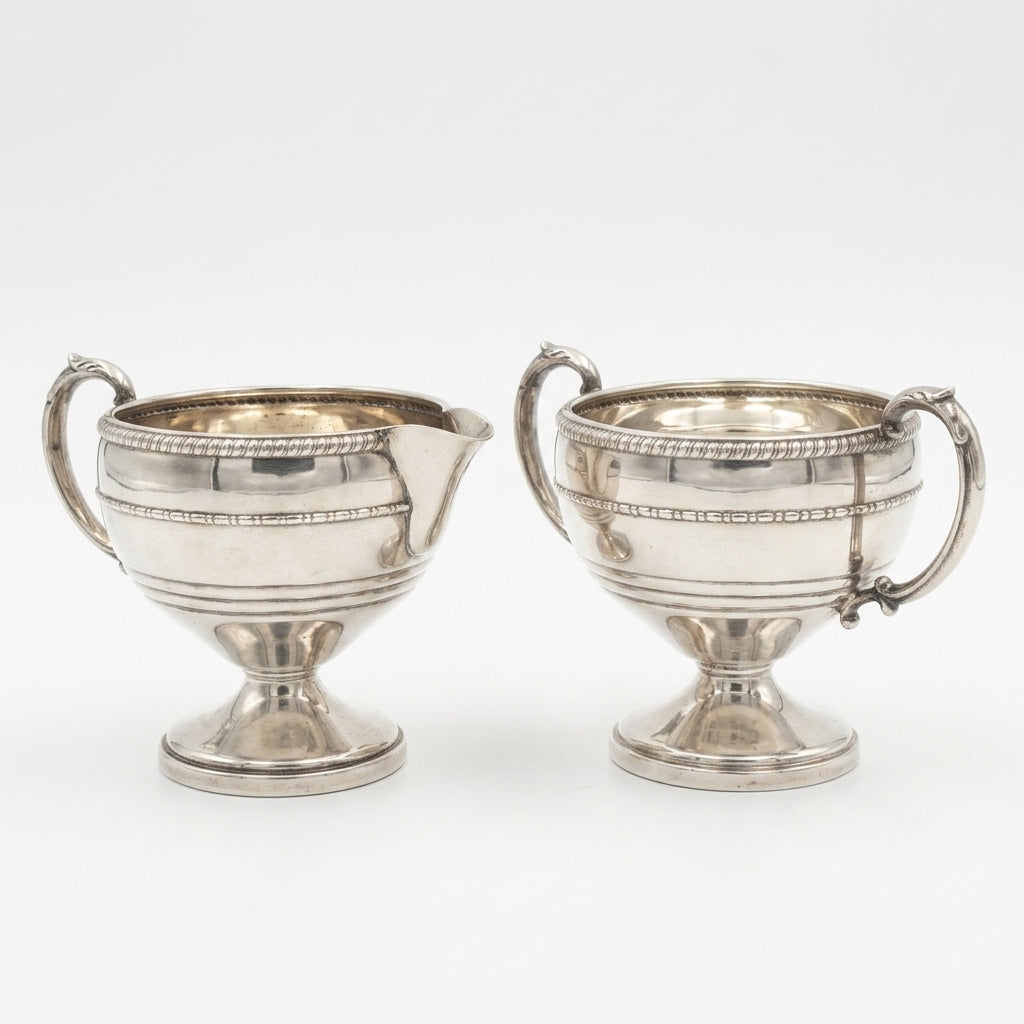 American Sterling Silver Milk Jug And Sugar Bowl Set With Weighted Bases