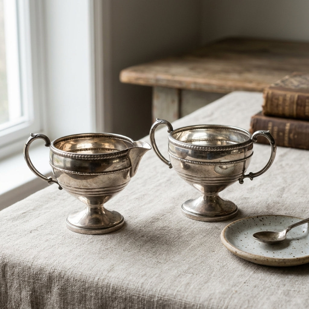 American Sterling Silver Milk Jug And Sugar Bowl Set With Weighted Bases
