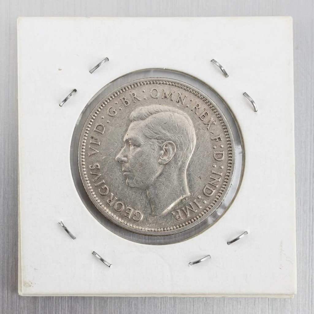 1942 Australian Florin Two Shillings Silver Coin King George VI