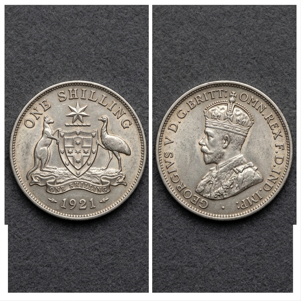 Australia 914 King George V 1 Shilling Silver Coin Pre Decimal Era