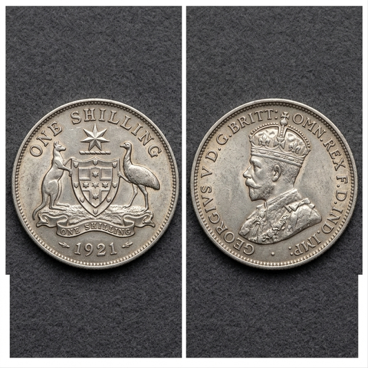 Australia 914 King George V 1 Shilling Silver Coin Pre Decimal Era