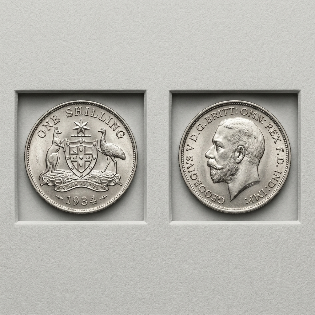 Australia 914 King George V 1 Shilling Silver Coin Pre Decimal Era