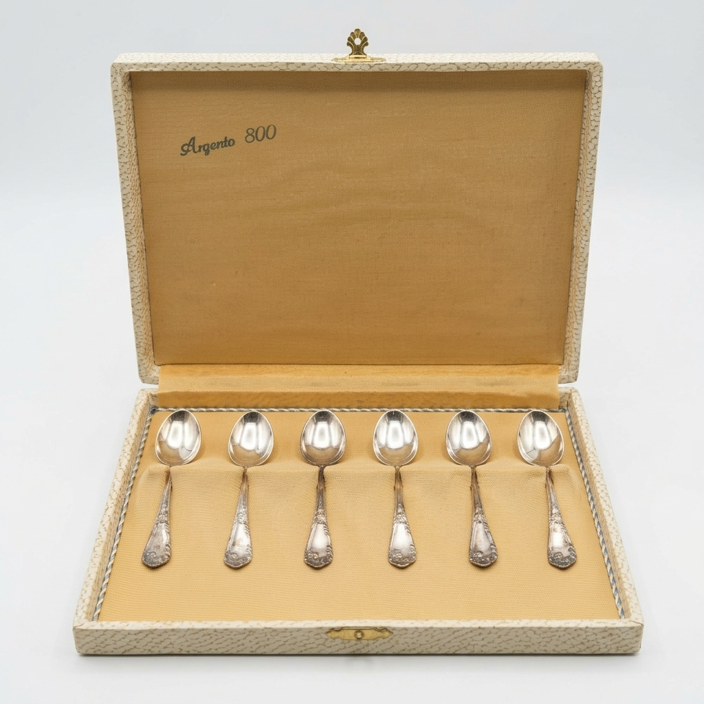Italian 800 Silver Coffee Spoons Set Of Six By Di Cristofalo