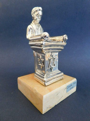 Jewish Sterling Silver Rabbi Figurine Stone Base Zadok Arts