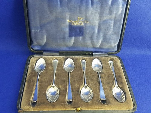 Victorian Sterling Silver Teaspoons Set With Shell Shaped Bowls 1890 Hallmarked