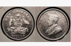Australia 914 King George V 1 Shilling Silver Coin Pre Decimal Era